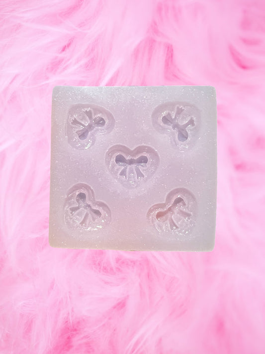 3d flat back ribbon bow x heart silicone mold